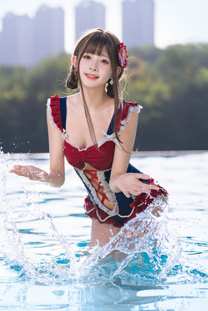 Cross Galaxy Lolita Princess Holiday Red & Pink One Piece Swimsuit