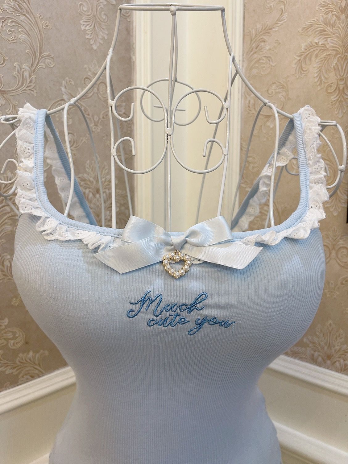 Sweetheart Princess Much Cute Black White Blue Camisole Top