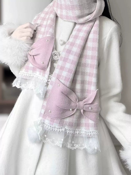 Underground Idol Winter Plaid Pink Blue Black White Scarf Scarves