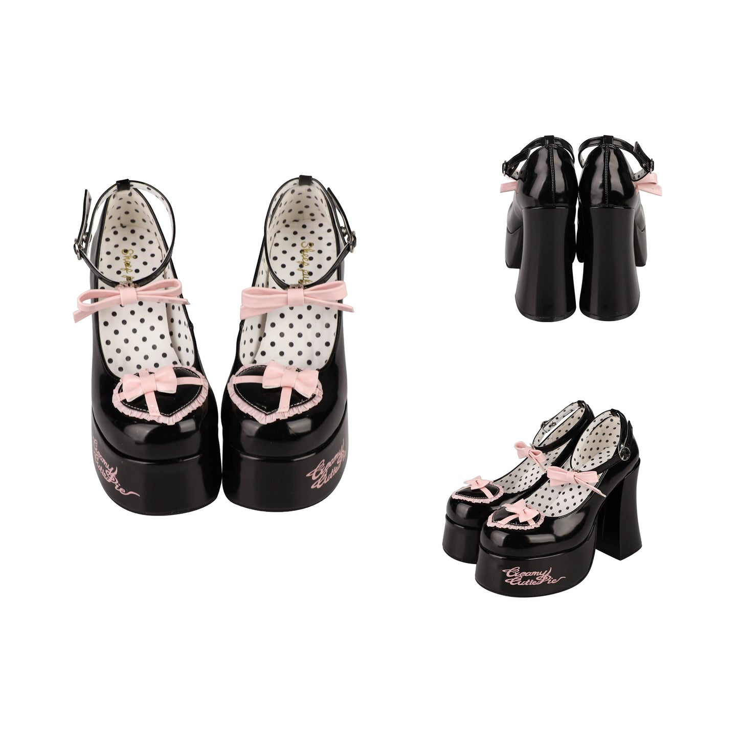 Puffy Sheep Sweet Box Platform Pink Black High Heels Shoes