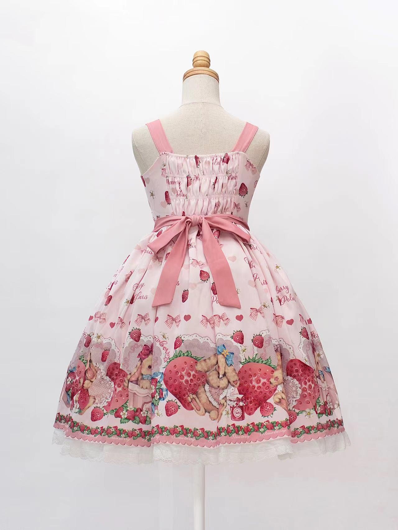 Polaris Lolita Pink Rabbit Strawberry Strap Dress