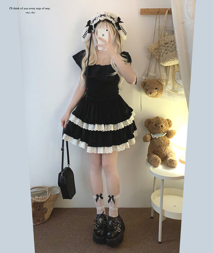 Dormir Doll Velvet Kiss Lace White Black Ruffle Skirt