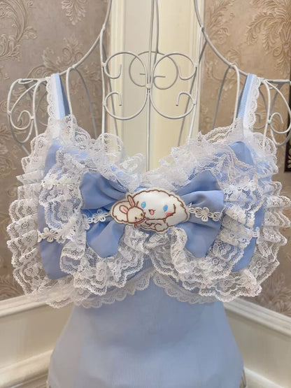 Sweetheart Princess Baby Blue Cinnamon Dog Big Bow Camisole Top