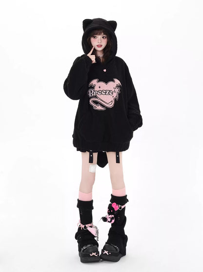 Crazy Girl Little Devil Breeze Pink Black Jacket Hoodie