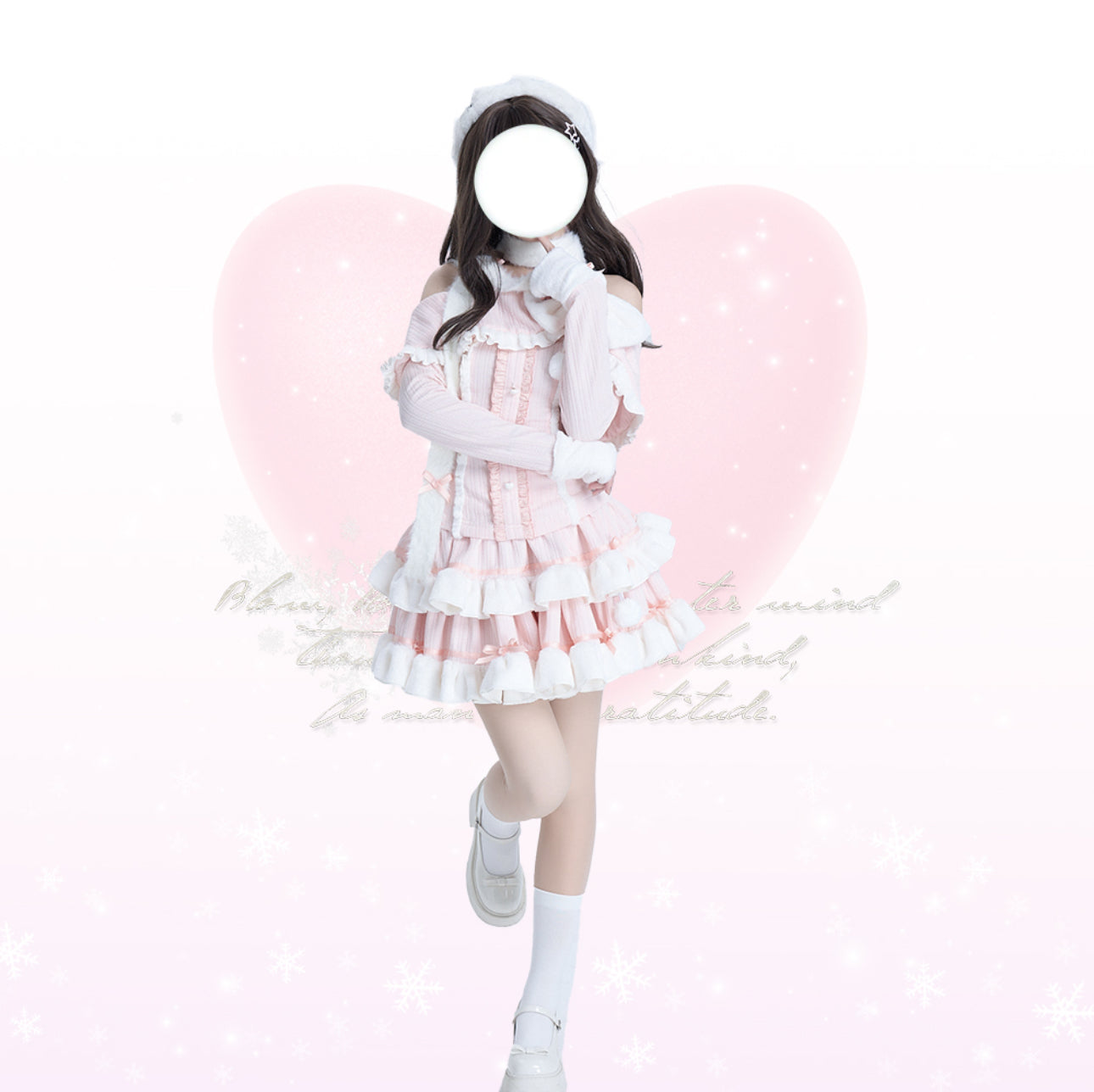 Platycodon Sweet and Delicate Pink Sweater & Skirt Two Piece Set