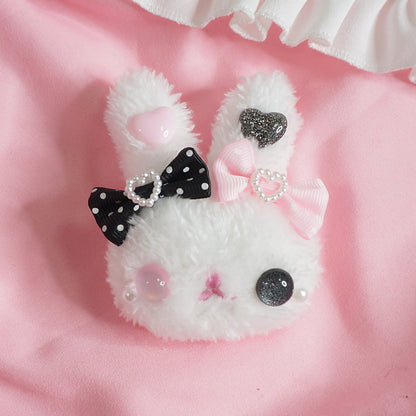 Candy Fairy Pink & Black Bow Cute Rabbit Bunny Handmade Brooch Hairpin Hair Clip Hair Accessories Pins