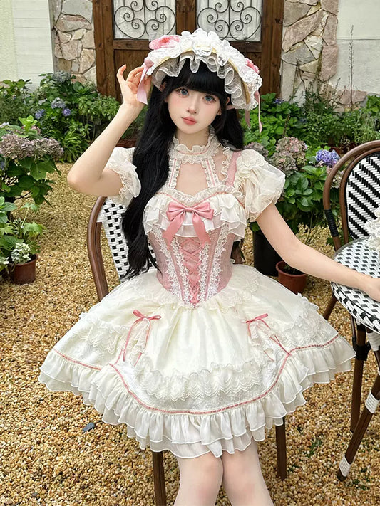 Serendipity Secret Garden Lolita Pink Strap Dress