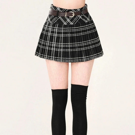 Young Eyes School Girl Black Plaid Mini Skirt