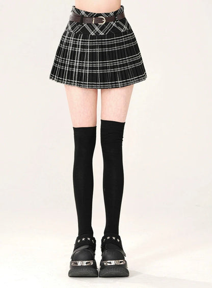 Young Eyes School Girl Black Plaid Mini Skirt