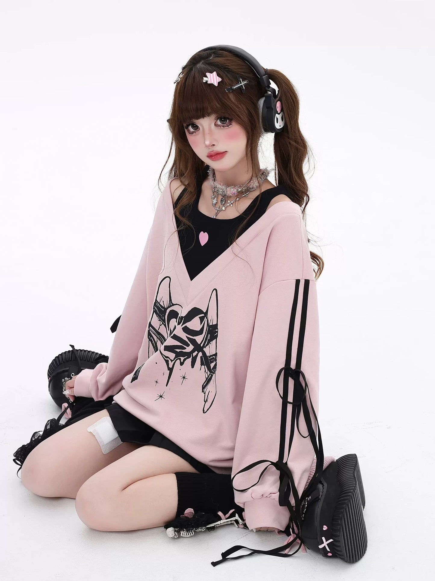 Crazy Girl Fallen Angel Heartbreak Pink Black Purple Sweater Top