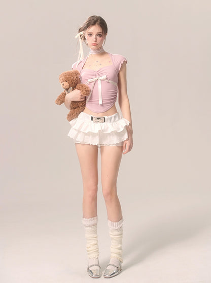 Young Eyes Sweet Coquette Bow Pink Shirt Top