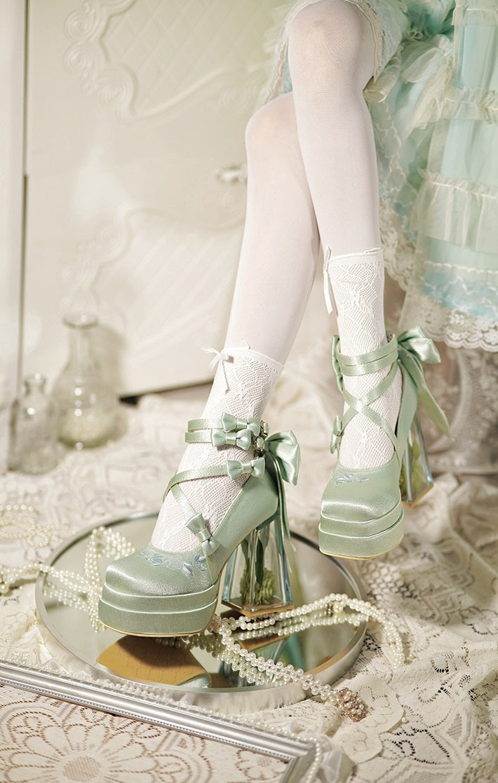 Glass Flower Bad Bear High Heels Shoes