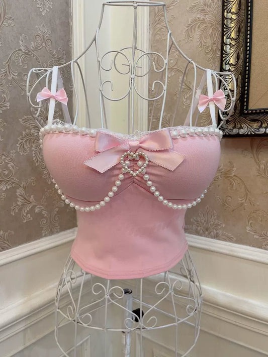 Sweetheart Princess Pearl Pink Camisole Top