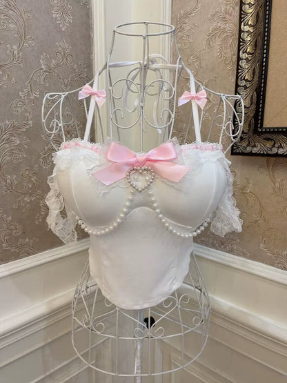 Sweetheart Princess Pearl White Camisole Top