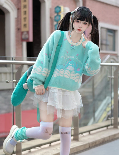 Confession Balloon Miku Ice Cream Green Pink Sweater