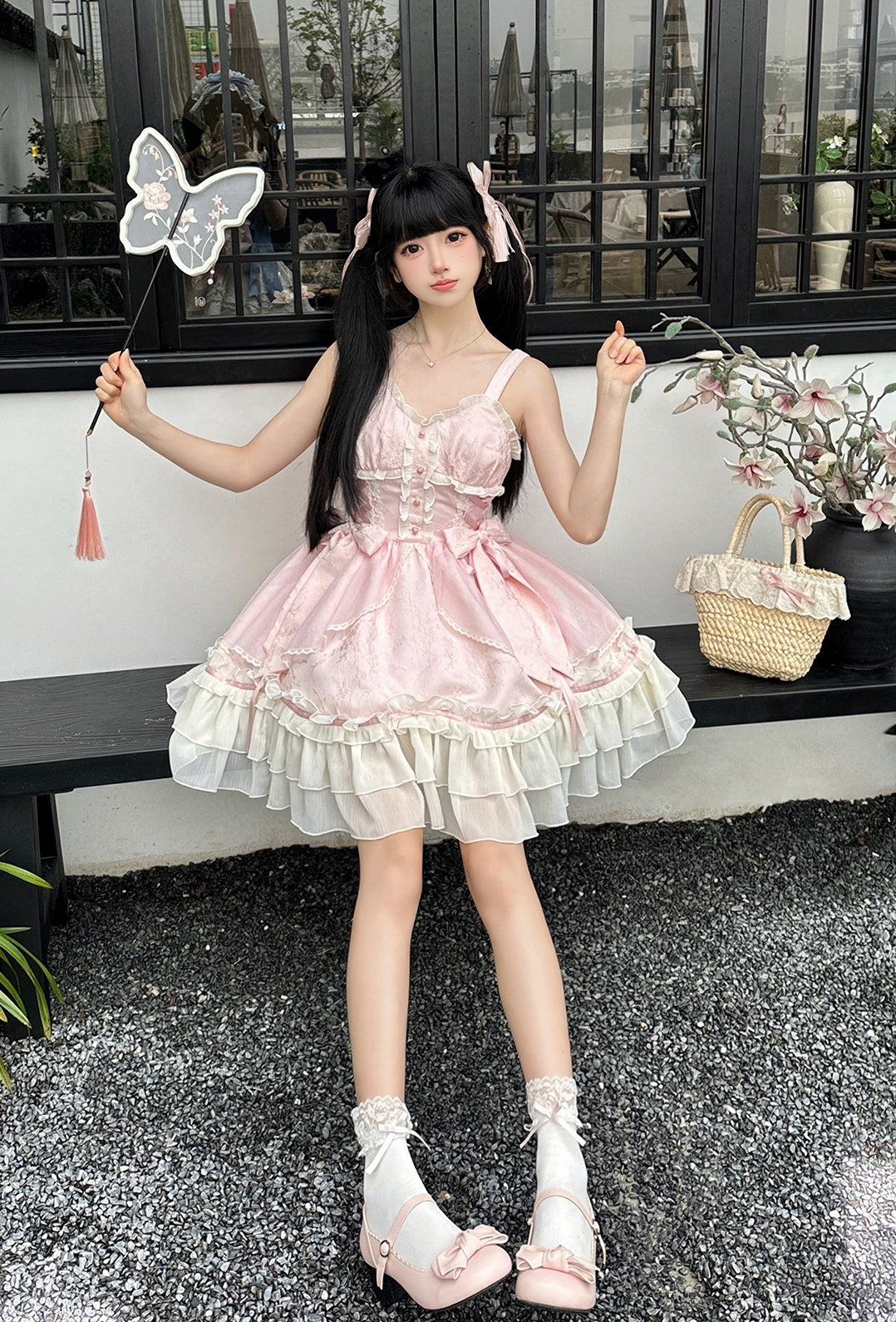 Serendipity Flower Note Hanfu Lolita Pink Dress & Jacket Two Piece Set –  Sugarplum Store