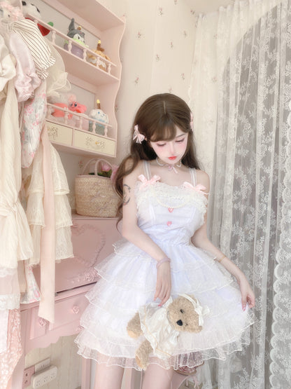 Candy Fairy Pure White Angel Princess Ruffled Layered Dress