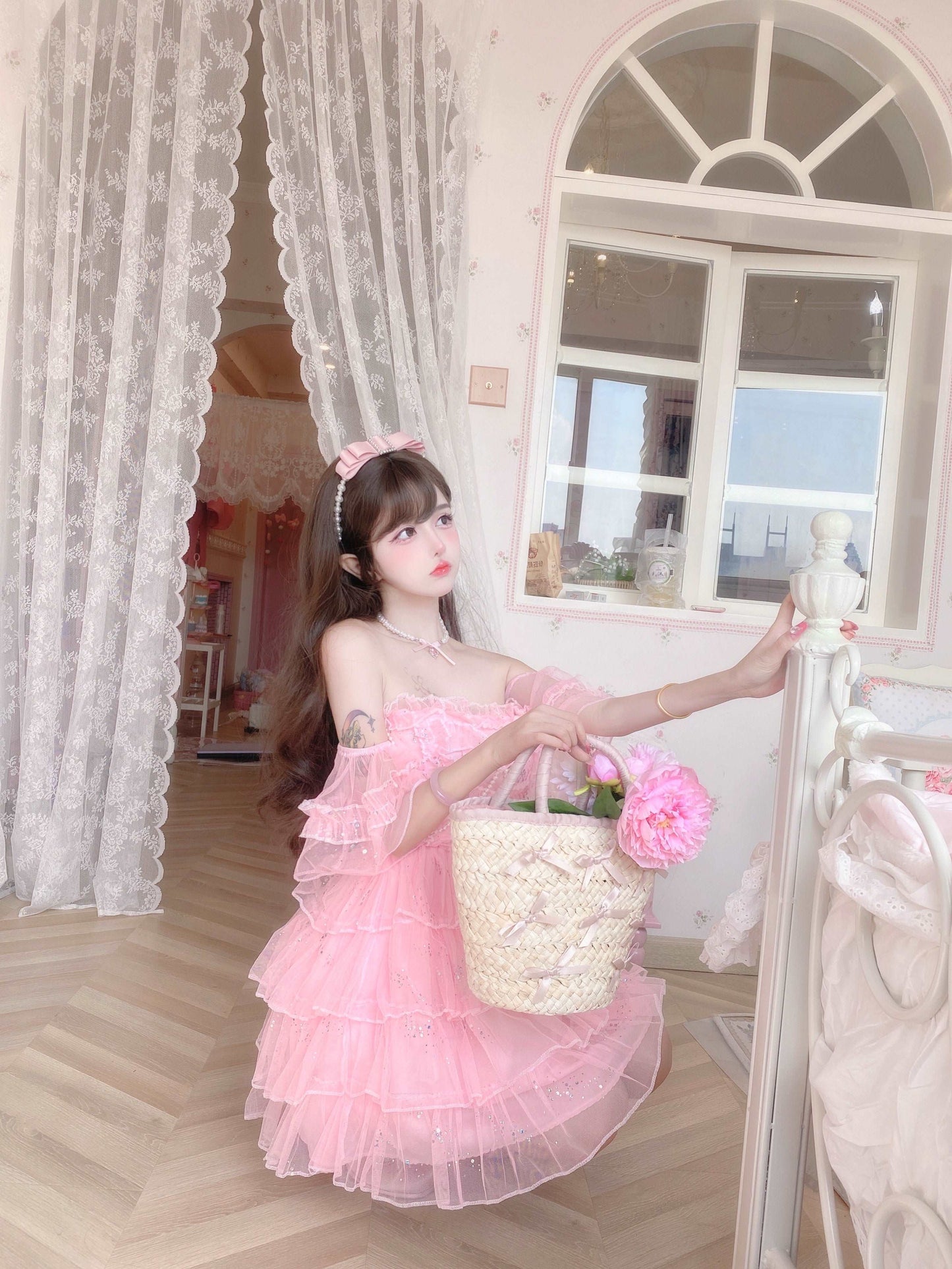 Candy Fairy Sweet Princess Pink Ruffled Layered Cake Short Dress