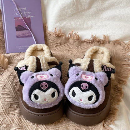 Purple Devil Soft Winter Thick Plush Cotton Slippers Shoes