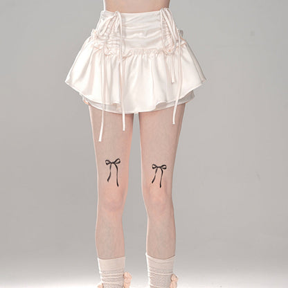 Young Eyes Coquette Swan Cream Pink Ruffle Short Skirt