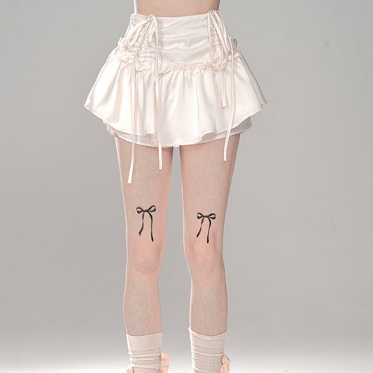 Young Eyes Coquette Swan Beige Pink Ruffle Short Skirt
