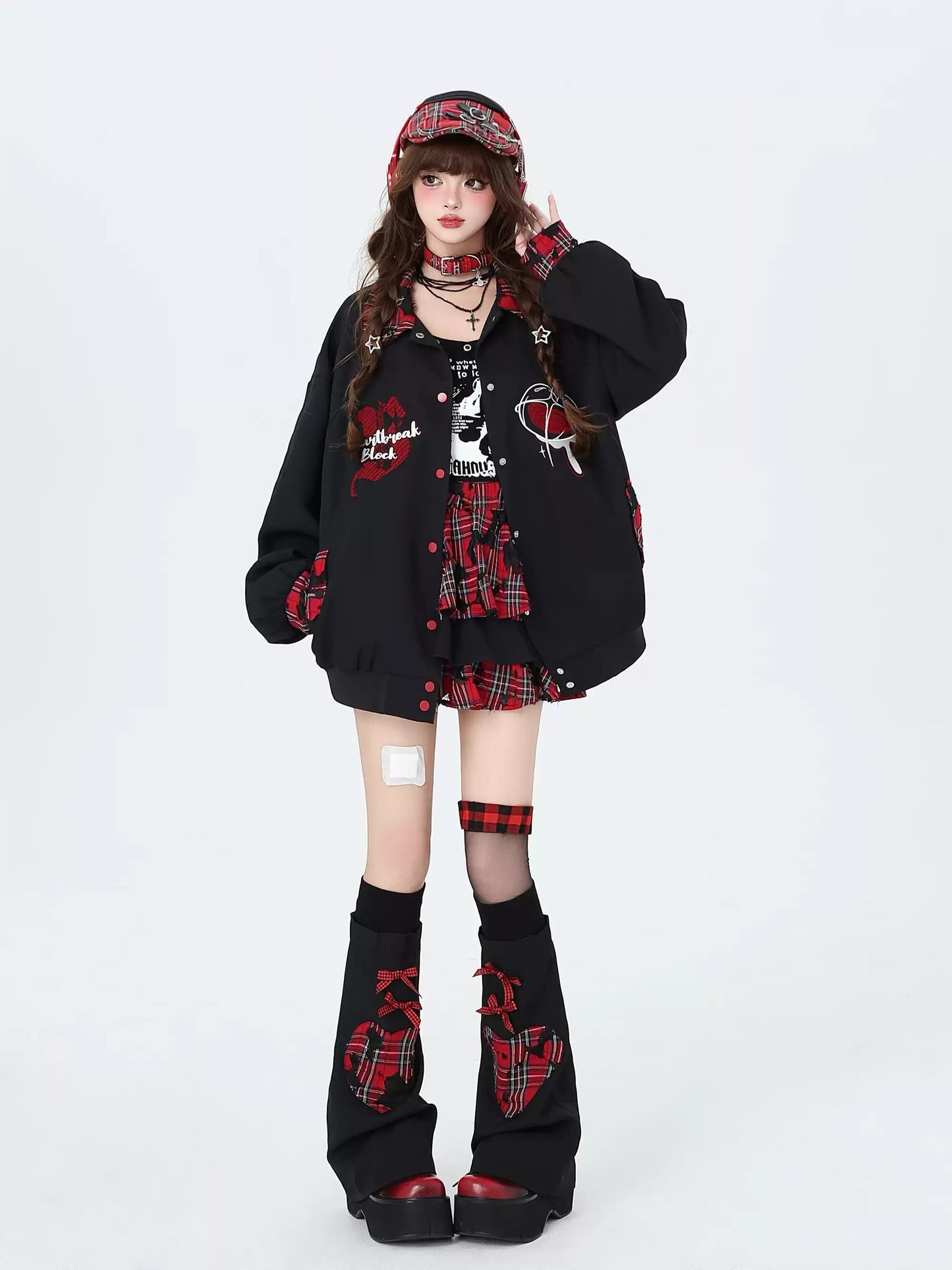 Crazy Girl Sister of Destruction Red Tartan Short Skirt