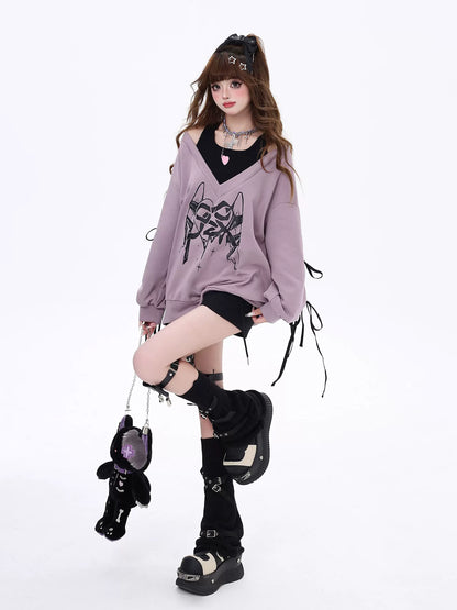 Crazy Girl Fallen Angel Heartbreak Pink Black Purple Sweater Top