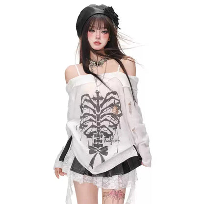 Young Eyes Beauty Bones Black Red White Top