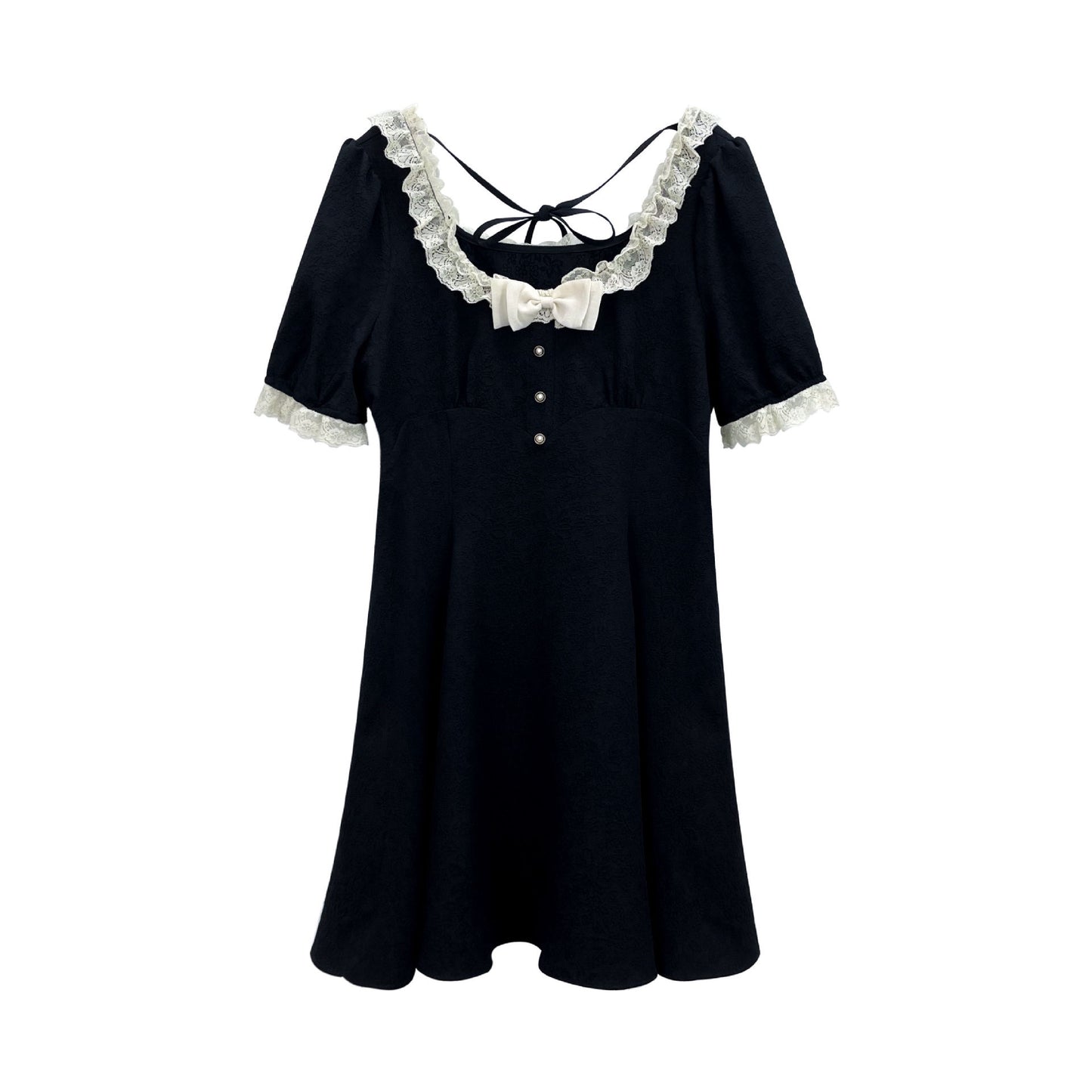 Plus Size Cute Sweet Lace Square Neck Little Black Dress