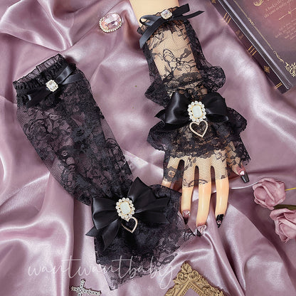 Princess Elegant Lace Handmade Lolita EGL Brooch Arm Warmers Gloves