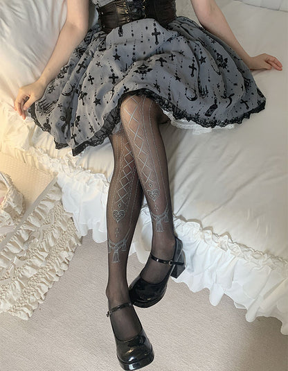 Lolita Staggered Curtain Black Stockings Pantyhose