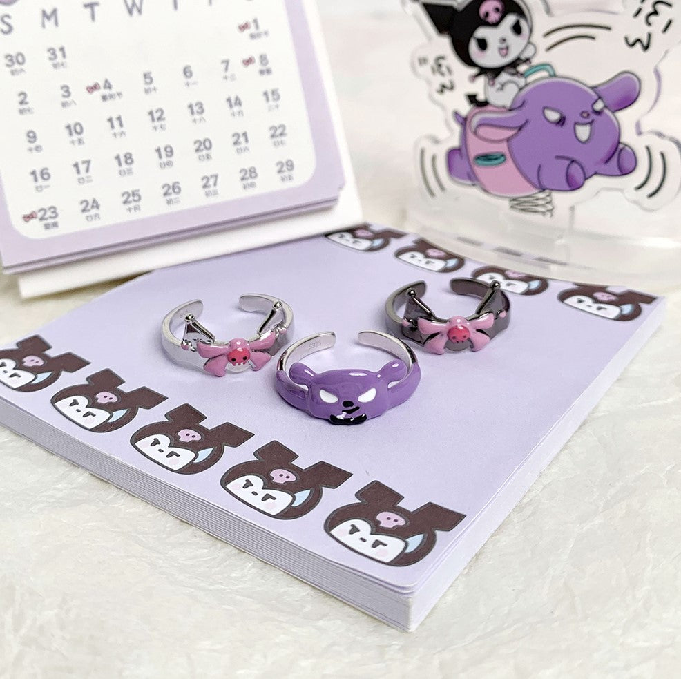 Handmade Cartoon Purple Devil Baku Cute Couples Ring Accessories