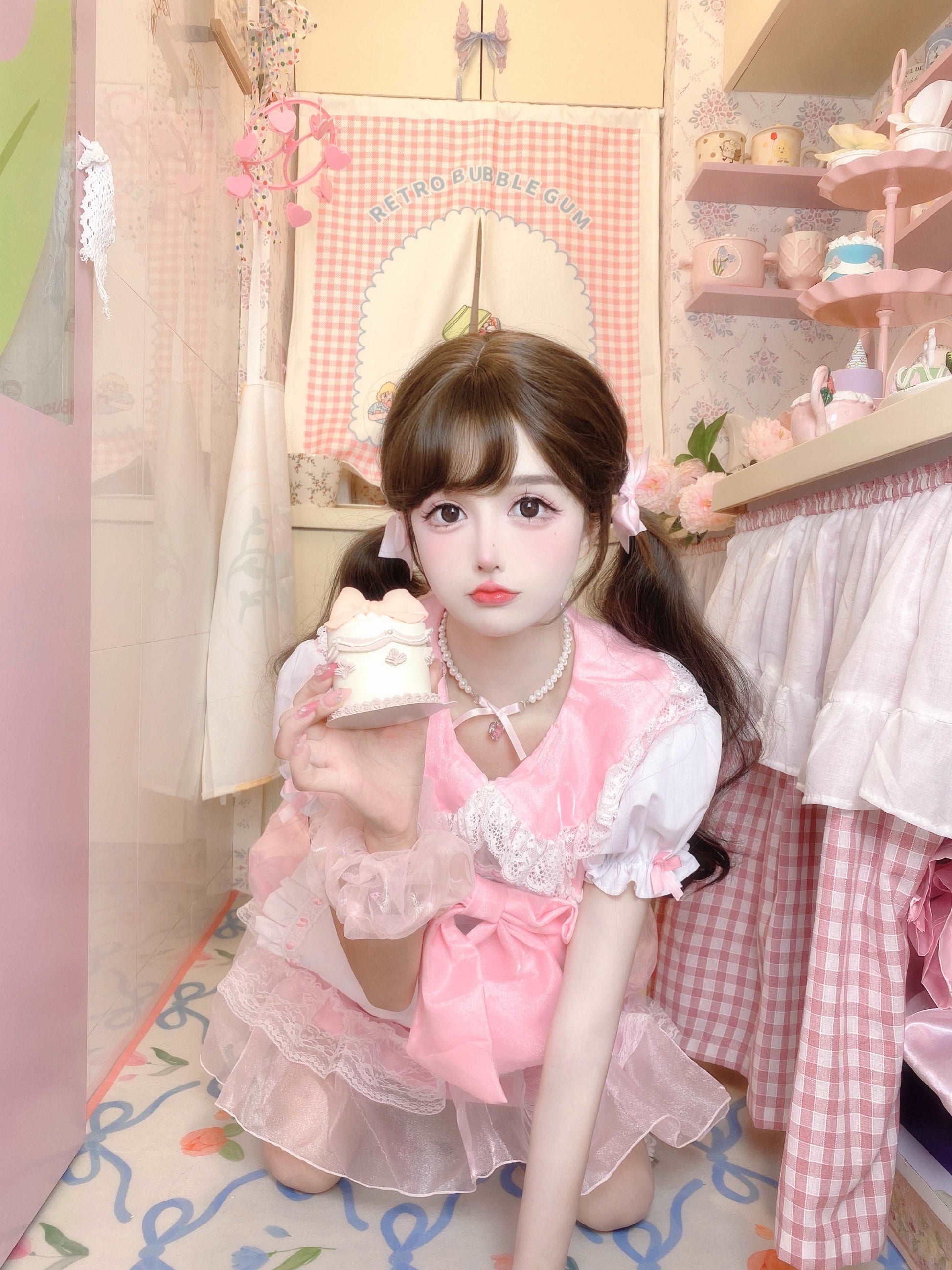 Candy Fairy Sweet Cute Pink Maid Cosplay Outfit Dress