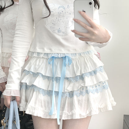 Kitten Bullet Jirai Kei Holy Prayer Rabbit Maid White Pink Blue Ruffle Skirt Apron