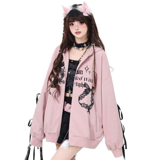 Crazy Girl Ballet Overture Pink Black Hoodie Jacket