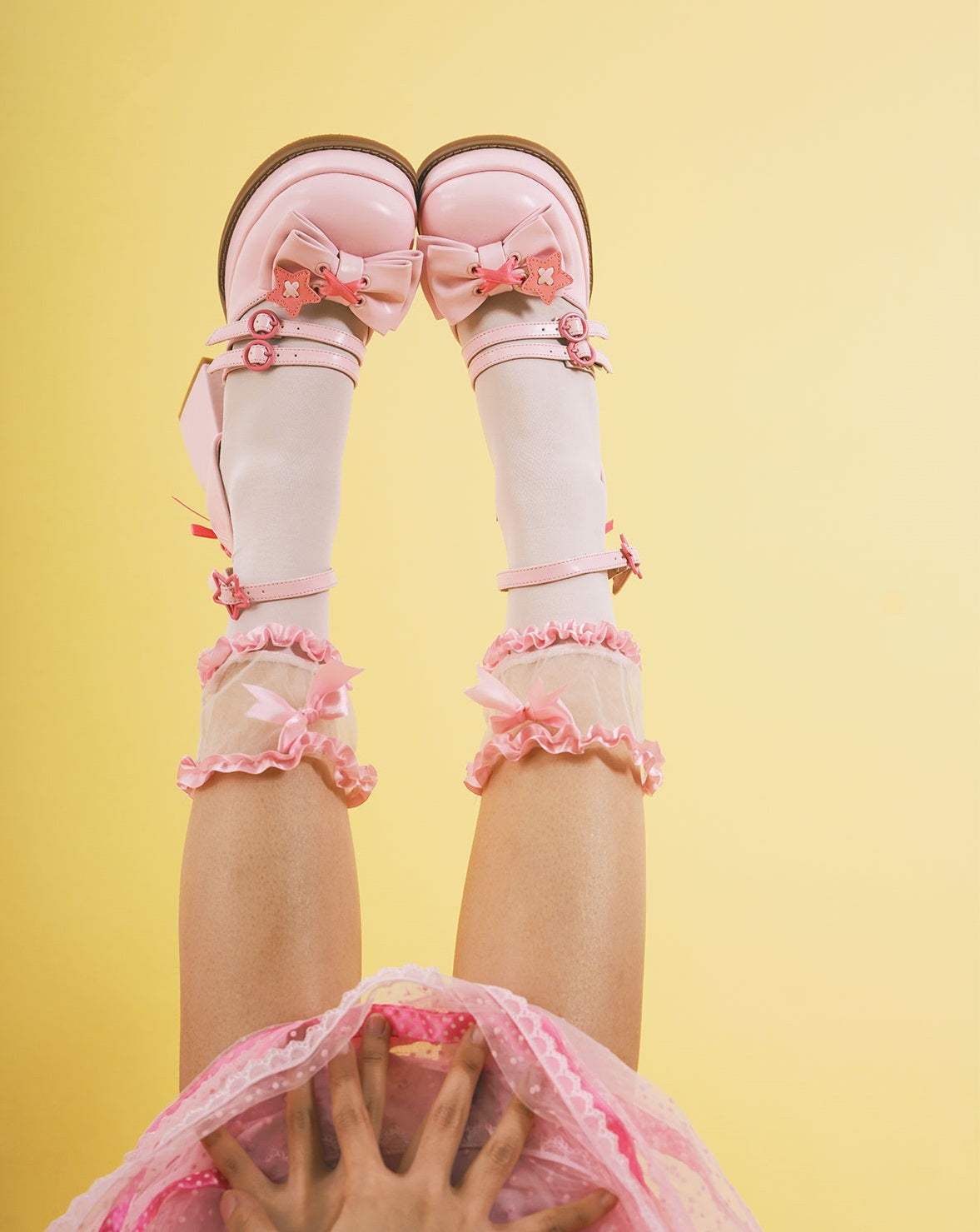 Puffy Sheep Stars Denim Pink Blue Gray Black High Heels Shoes