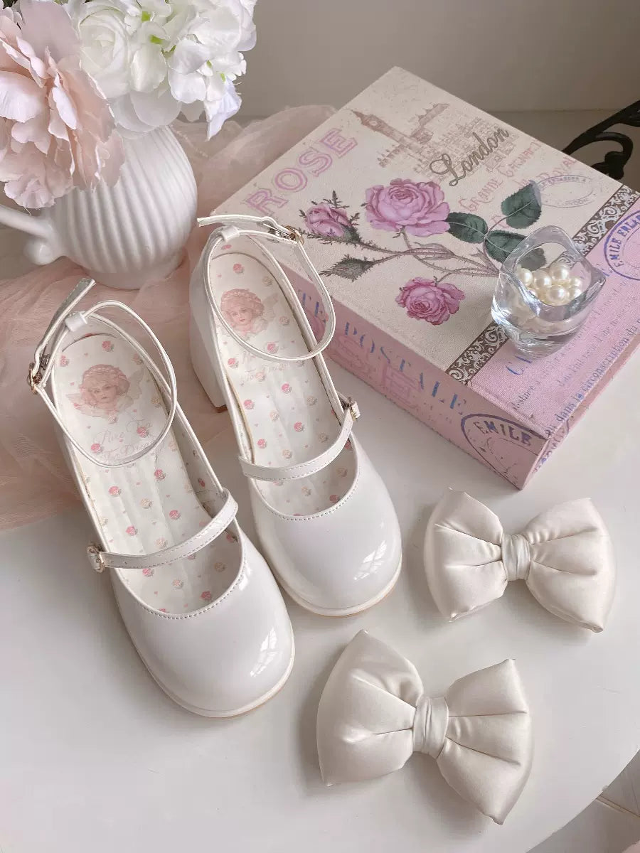 Dreamy White Tea Gradient Blush Lolita Black White Pink Blue High Heels Shoes