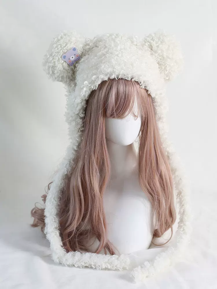 Sweet Teddy Bear Ears White Pink Black Yellow Plush Lolita Handmade Hats