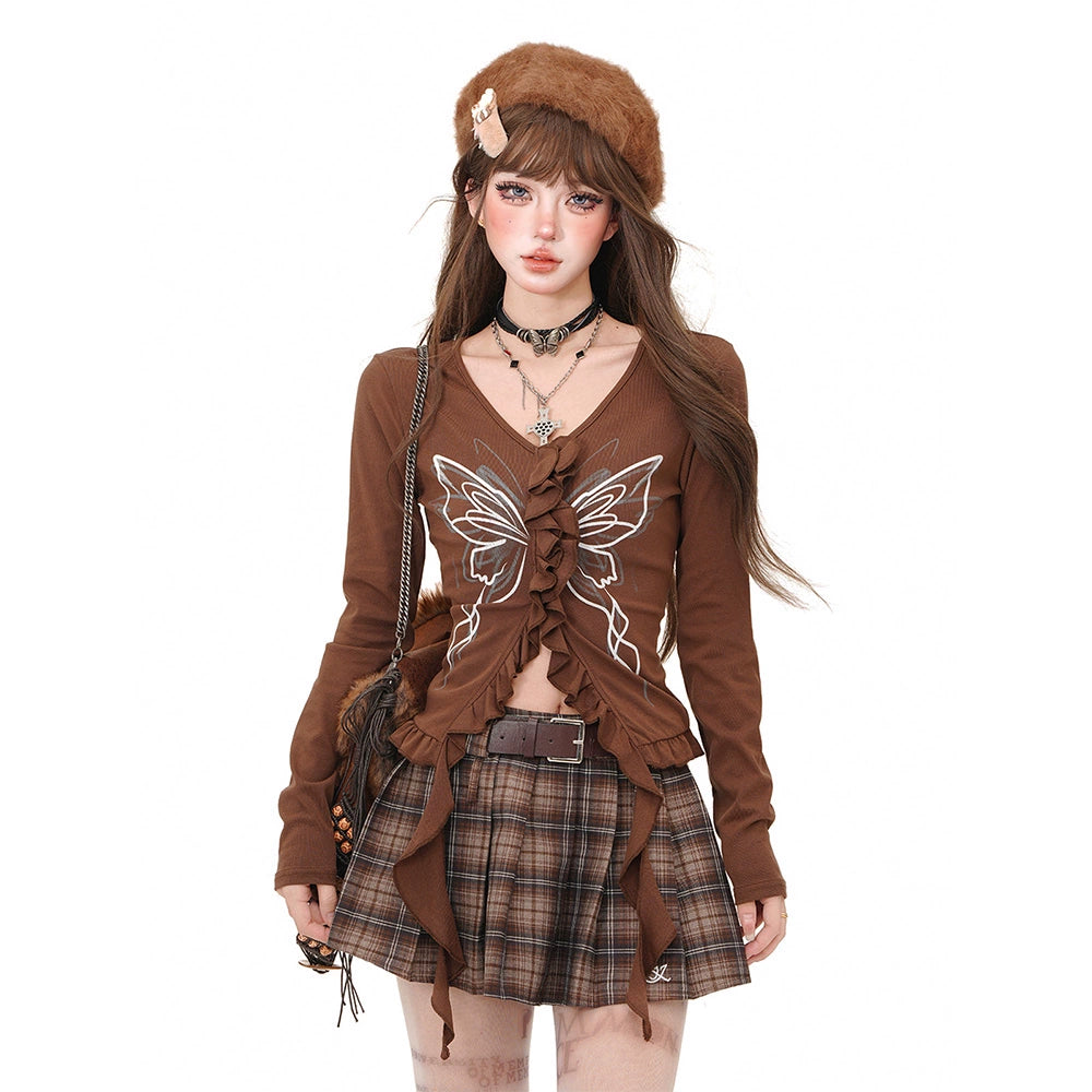 Young Eyes Chestnut Trifle Butterfly Brown Black Top