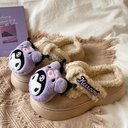 Purple Devil Soft Winter Thick Plush Cotton Slippers Shoes