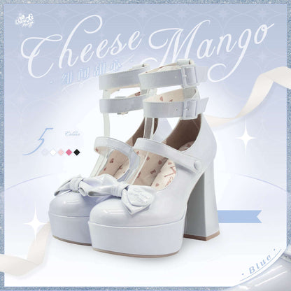 Cheese Mango Sweetheart Classic Luxury Platform Bow High Heels Shoes