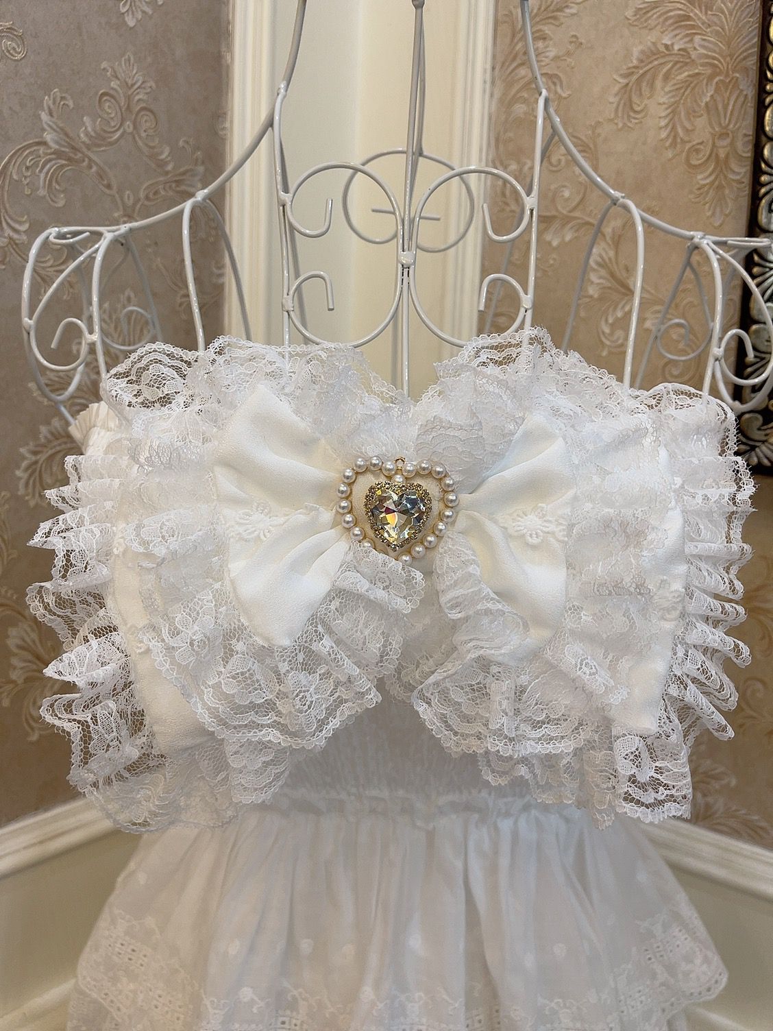 Sweetheart Princess Frill Lace White Camisole Top