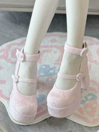 Fairy Godmother Contract Doll Suede White Pink Blue Red Black High Heels Shoes