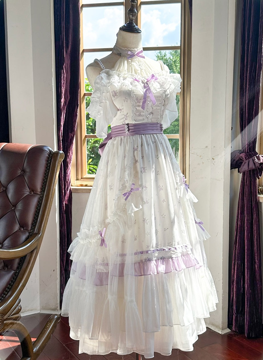 Flying Diary Autumn Love Letter Green & Purple Lolita Long Dress