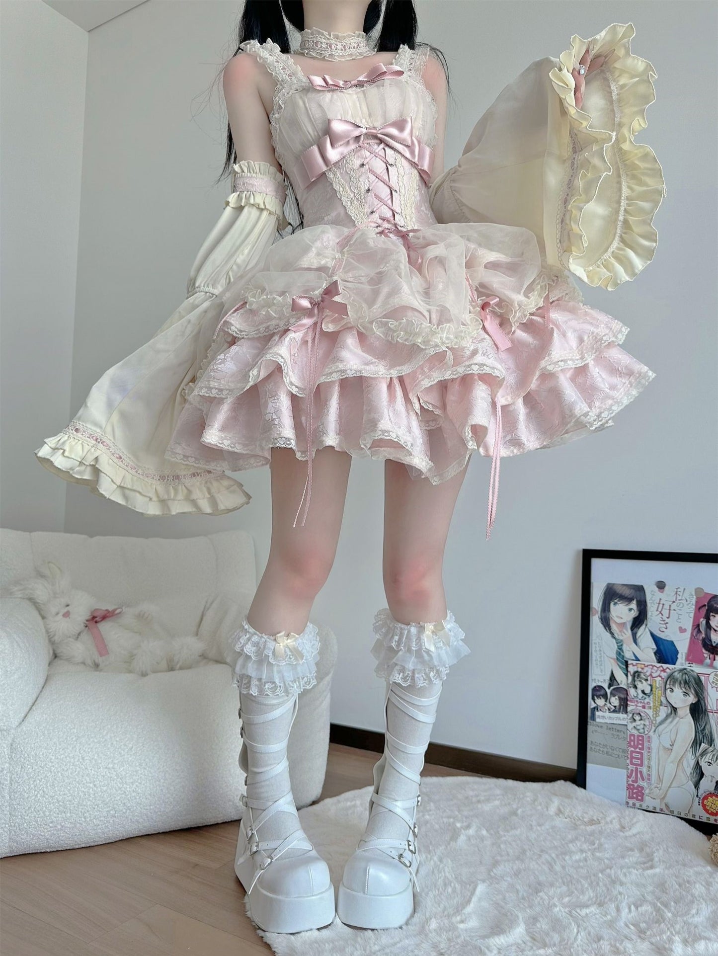 Small Heart Rose Butler Pink Black Blue Lolita Dress