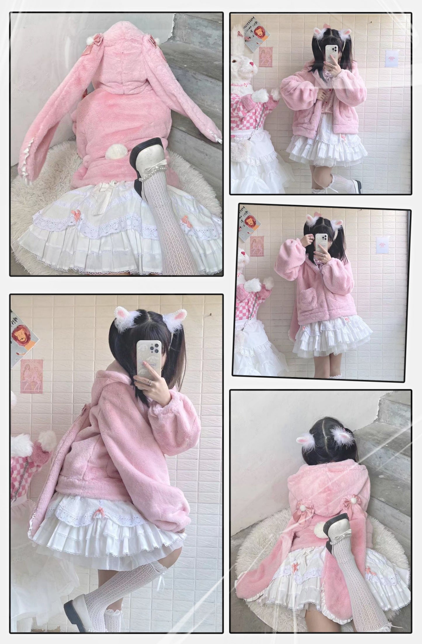 Lop Eared Rabbit Ears Faux Rabbit Fur Winter EGL Lolita Jacket