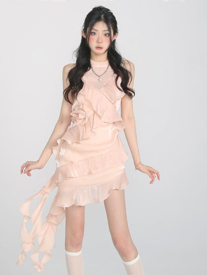 Lucia Lotus Champagne Pink Rose Short Dress