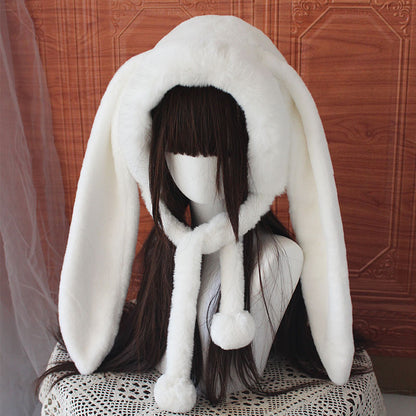 Handmade Lolita Plush Fur White Rabbit Ears Winter Hats