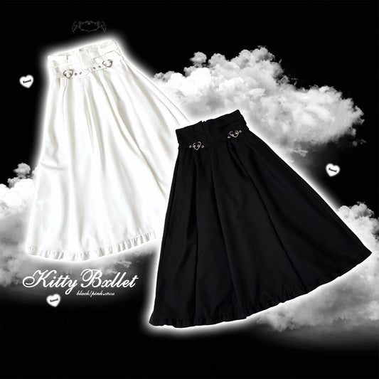 Kitten Bullet Prisoner Love Black White Long Skirt