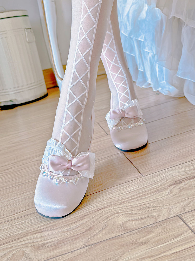 Pinky Coquette Fairy Princess Pastel Light Pink Mary Jane Shoes